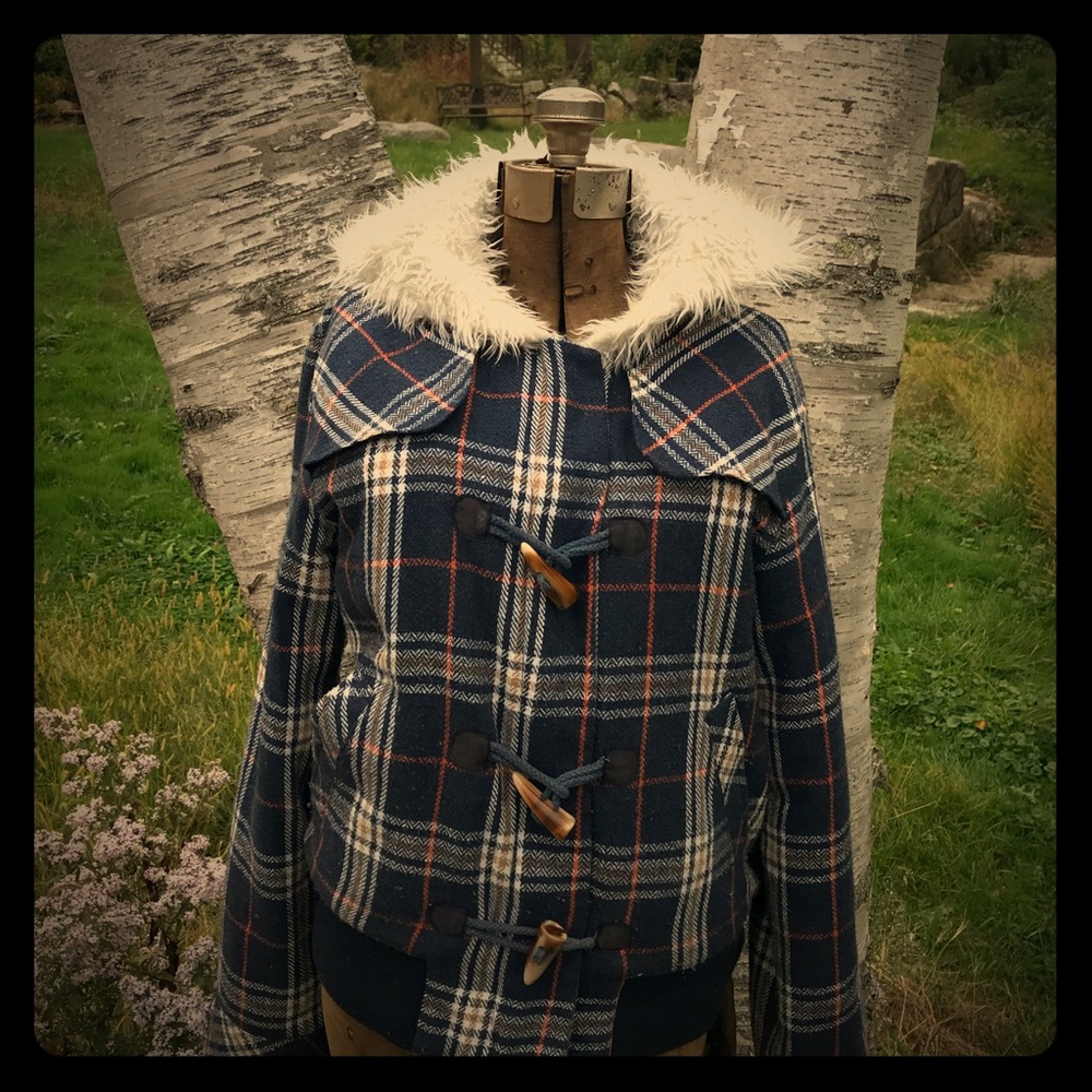 Juicy couture, plaid toggle jacket